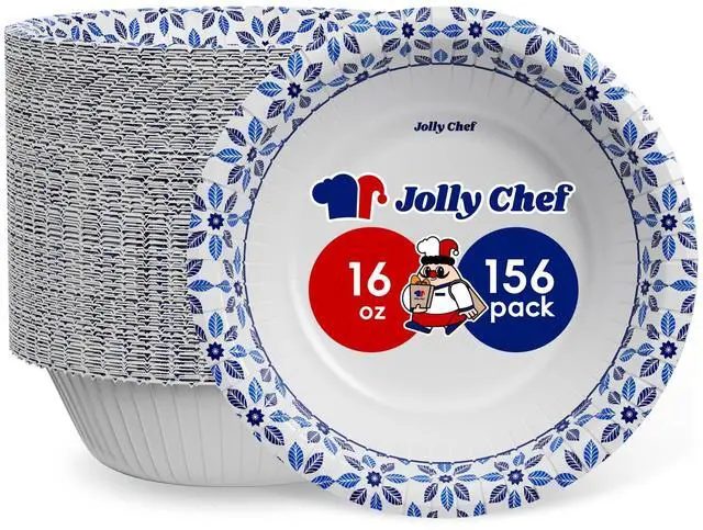 Main image of 16 oz Paper Bowls 156 Count Soak Proof, Heavy Duty Printed Disposable Small Bowls Bulk for Dinner or Thanksgiving