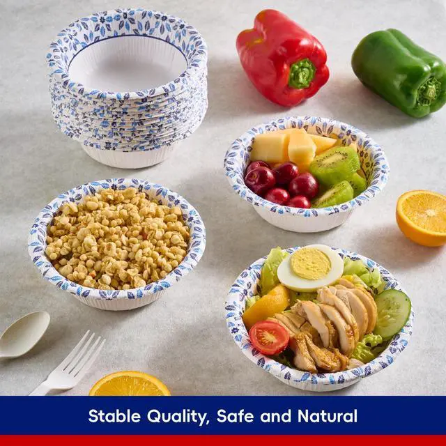 Alt view image 6 of 7 - 16 oz Paper Bowls 156 Count Soak Proof, Heavy Duty Printed Disposable Small Bowls Bulk for Dinner or Thanksgiving