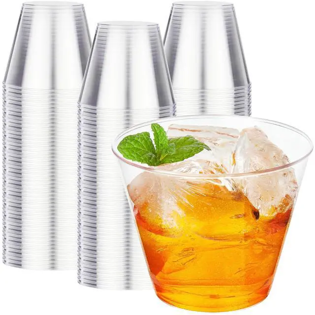 Main image of 200 Pack 9 oz Clear Plastic Cups for Party, Disposable Clear Cup, Disposable Cups, Wine Glasses Cups, Plastic Cocktail Glasses