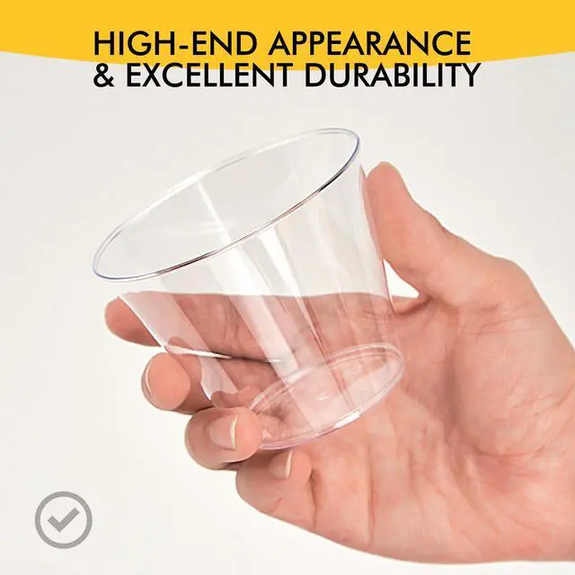 Alt view image 3 of 7 - 200 Pack 9 oz Clear Plastic Cups for Party, Disposable Clear Cup, Disposable Cups, Wine Glasses Cups, Plastic Cocktail Glasses