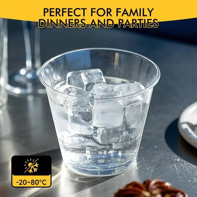 Alt view image 6 of 7 - 200 Pack 9 oz Clear Plastic Cups for Party, Disposable Clear Cup, Disposable Cups, Wine Glasses Cups, Plastic Cocktail Glasses