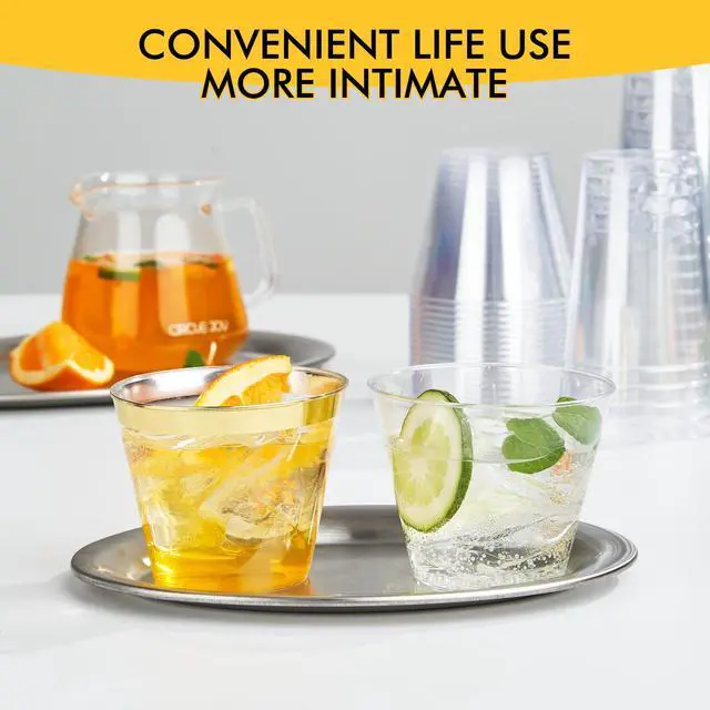 Alt view image 7 of 7 - 200 Pack 9 oz Clear Plastic Cups for Party, Disposable Clear Cup, Disposable Cups, Wine Glasses Cups, Plastic Cocktail Glasses