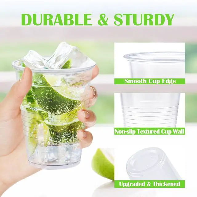 Alt view image 4 of 7 - 500 Pack 9 oz Plastic Cups, Disposable Drinking Cups, Water Cups Plastic Clear Cups for Party, Wedding, Graduation, Travel, Holiday, Events, Birthday,Cold,Hot