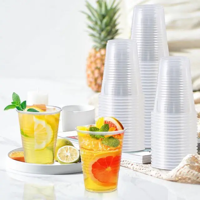 Alt view image 6 of 7 - 500 Pack 9 oz Plastic Cups, Disposable Drinking Cups, Water Cups Plastic Clear Cups for Party, Wedding, Graduation, Travel, Holiday, Events, Birthday,Cold,Hot