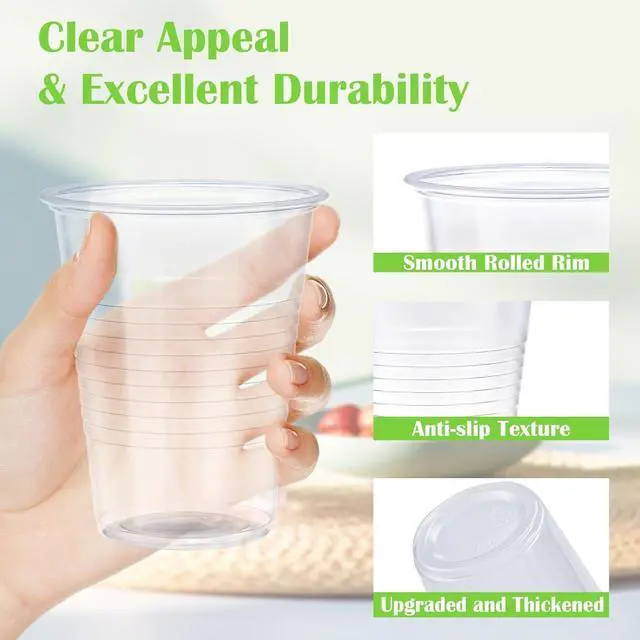 Alt view image 3 of 6 - 300 Pack 12 oz Clear Plastic Cups,12 Ounce Disposable Cold Drinking Cups for Party, Picnic, BBQ, Travel, Christmas, Events