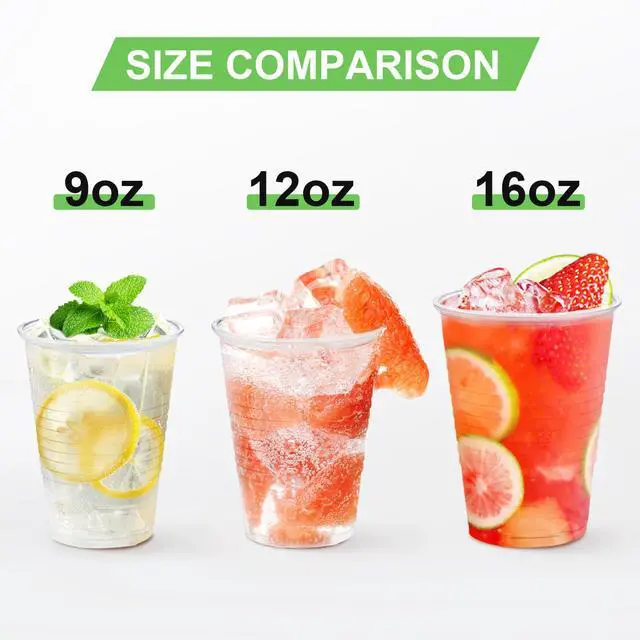 Alt view image 4 of 6 - 300 Pack 12 oz Clear Plastic Cups,12 Ounce Disposable Cold Drinking Cups for Party, Picnic, BBQ, Travel, Christmas, Events