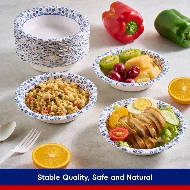 Alt view image 6 of 7 - 156 Count Paper Bowls 12 oz Soak Proof, Heavy Duty Printed Disposable Small Bowls Bulk for Dinner or Thanksgiving