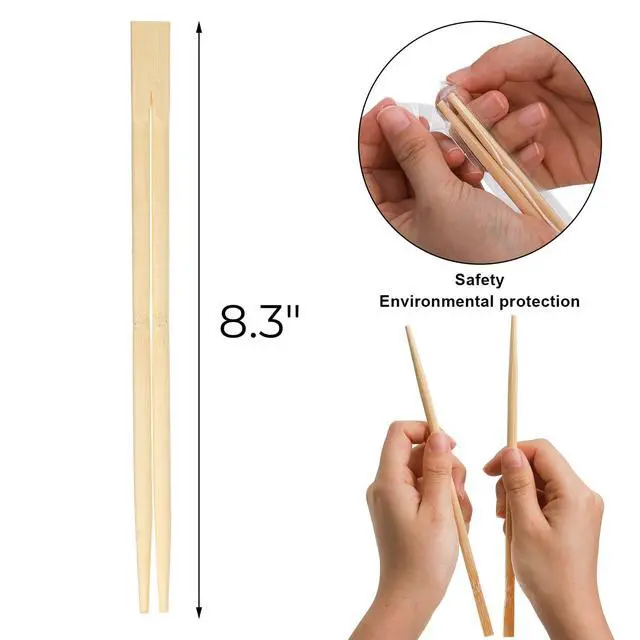 Alt view image 2 of 7 - 360 Pairs Disposable Bamboo Chopsticks, Individually Wrapped Chopstick Bulk for Take-Out Orders, Restaurants, Picnics, Clear Sleeve Film