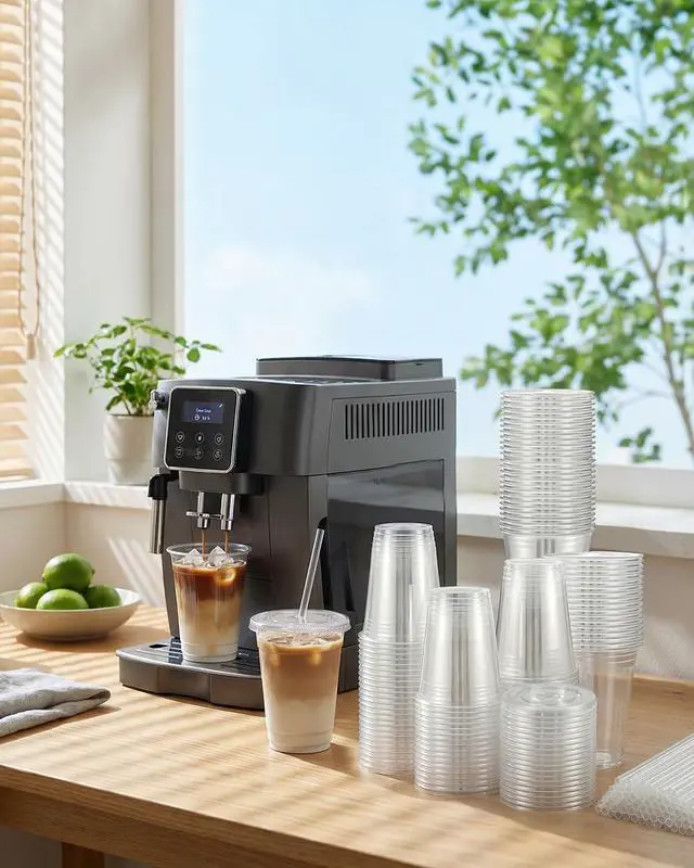 Alt view image 6 of 7 - Plastic Cups with Lids and Straws Clear Disposable iced coffee cups with lids,BPA-Free Break Resistant & Heavy Duty for Smoothies, Juice, Soda & Party To Go