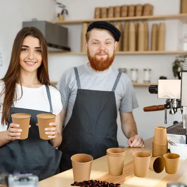Alt view image 6 of 7 - 200 Pack 8 oz Kraft Paper Cups, Brown Disposable Paper Coffee Cups, Unbleached Paper Cups for Hot/Cold Beverage Party Home Office