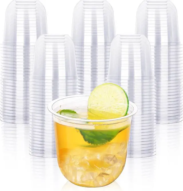 Main image of 100 Pcs Disposable Stemless Glasses 12oz Crystal Plastic Wine Glasses Clear Classic Cup for Meeting Weddings Birthdays Cocktail Christmas Party Supplies