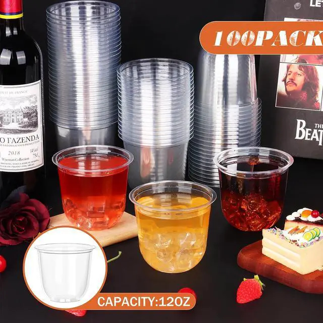 Alt view image 2 of 7 - 100 Pcs Disposable Stemless Glasses 12oz Crystal Plastic Wine Glasses Clear Classic Cup for Meeting Weddings Birthdays Cocktail Christmas Party Supplies