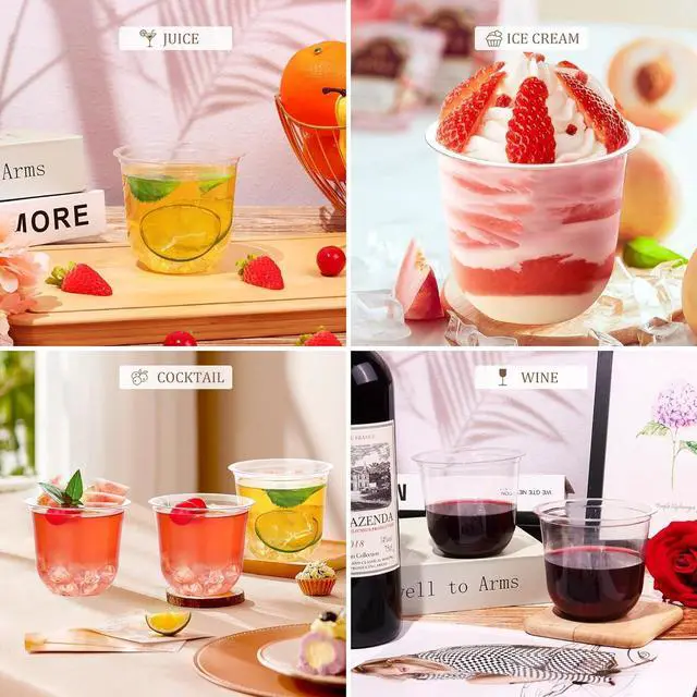 Alt view image 4 of 7 - 100 Pcs Disposable Stemless Glasses 12oz Crystal Plastic Wine Glasses Clear Classic Cup for Meeting Weddings Birthdays Cocktail Christmas Party Supplies