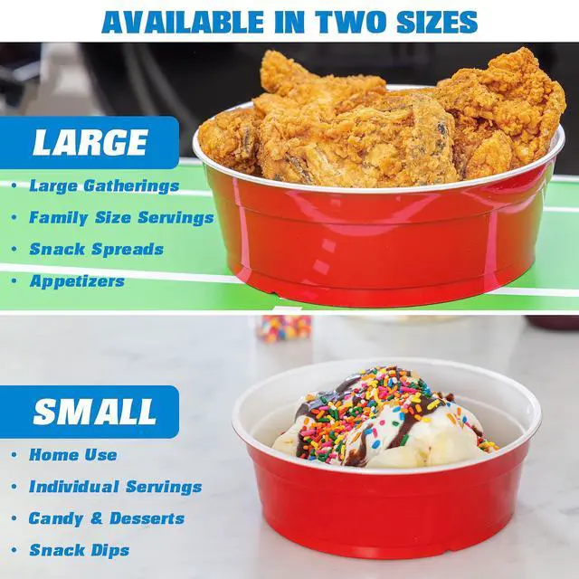 Alt view image 6 of 6 - Red Party Cup Bowls - 50 Small Disposable Plastic Bowls