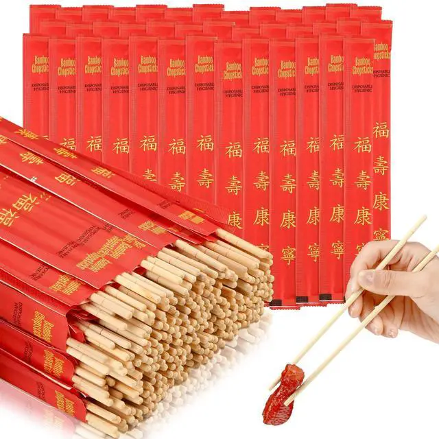 Main image of 200 Pairs Bamboo Chopsticks Disposable Sleeved and Separated Chop Sticks Quality Chopsticks Disposable UV Treated (Joyous)