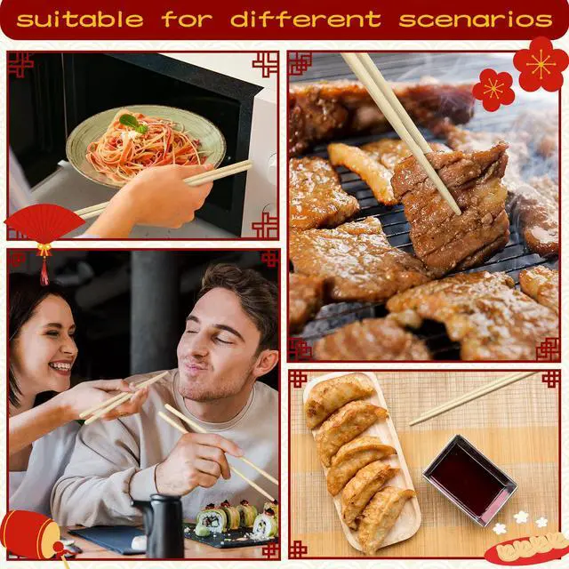 Alt view image 5 of 6 - 200 Pairs Bamboo Chopsticks Disposable Sleeved and Separated Chop Sticks Quality Chopsticks Disposable UV Treated (Joyous)