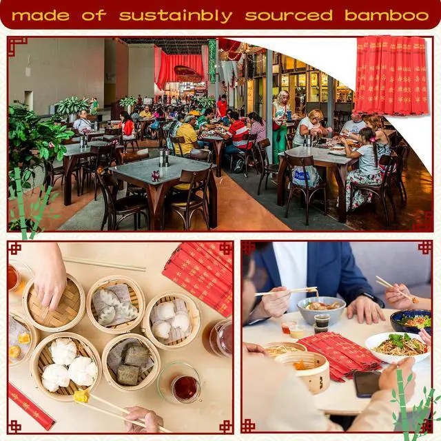 Alt view image 6 of 6 - 200 Pairs Bamboo Chopsticks Disposable Sleeved and Separated Chop Sticks Quality Chopsticks Disposable UV Treated (Joyous)