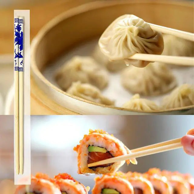 Alt view image 4 of 7 - 200 Pairs 9 Inch Disposable Chopsticks, Separated Sleeved Individually Wrapped Disposable Bamboo Chopsticks, Bamboo Wooden for Noodles, Sushi, Asian Food
