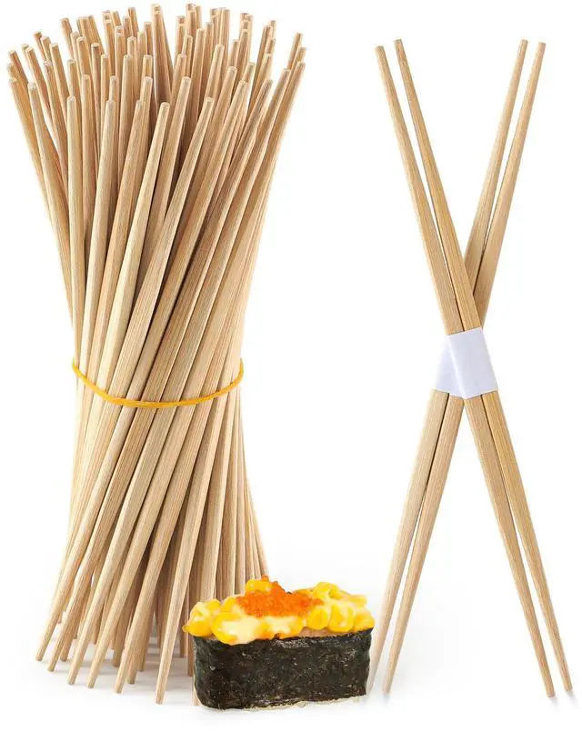 Main image of 100Pairs Bamboo Chopsticks Disposable | Japanese | Sushi | Separated | Non Slip | Pointed Chopsticks-9.45in