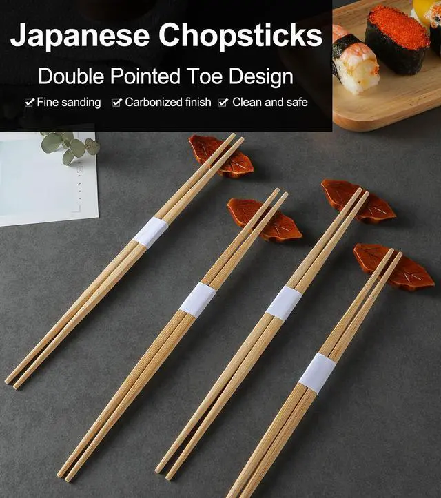 Alt view image 4 of 7 - 100Pairs Bamboo Chopsticks Disposable | Japanese | Sushi | Separated | Non Slip | Pointed Chopsticks-9.45in