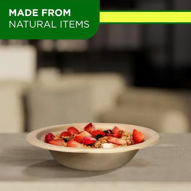 Alt view image 3 of 4 - Compostable Bowls 16 OZ / 473 ml 150Pcs Bamboo & Bagasse Disposable Bowls for Hot Soup-Temperature Resistant & Microwave Safe Paper Bowls Disposable for Daily Meals (Pack of 150)