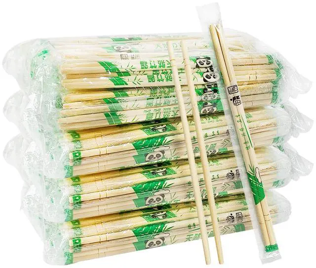 Main image of 400 Pairs 8 Inch Disposable Chopsticks, Separated Sleeved Individually Wrapped Disposable Bamboo Chopsticks, Bamboo Wooden for Noodles, Sushi, Asian Food