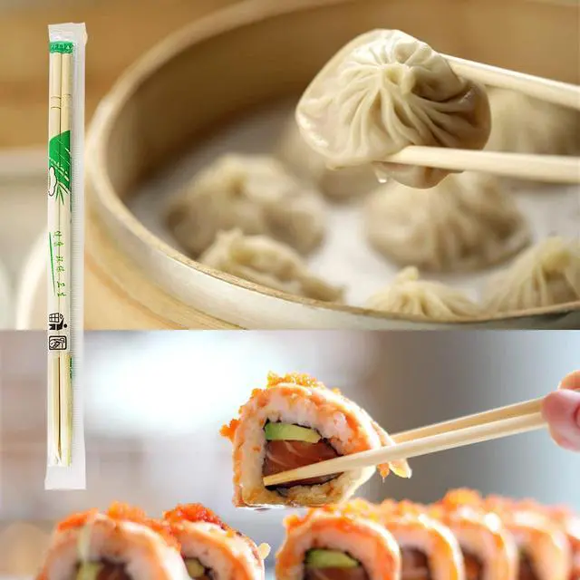 Alt view image 4 of 7 - 400 Pairs 8 Inch Disposable Chopsticks, Separated Sleeved Individually Wrapped Disposable Bamboo Chopsticks, Bamboo Wooden for Noodles, Sushi, Asian Food