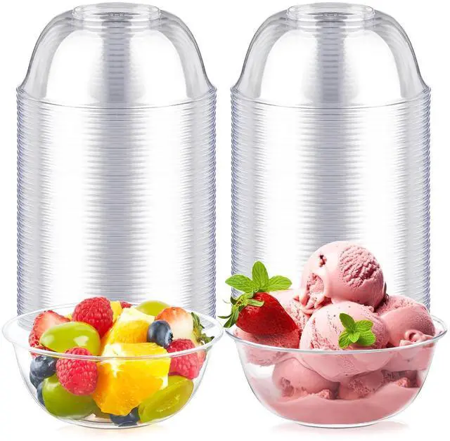 Main image of 12 oz Small Clear Plastic Bowls, 50 Pack Disposable Hard Plastic Party Serving Bowls for Salads, Ice Creams, Fruit, Desserts, Parfaits, Snacks