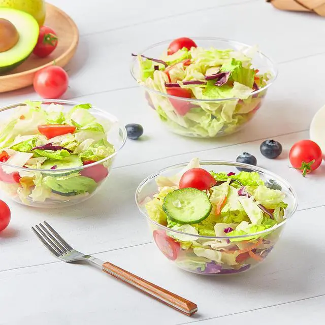 Alt view image 4 of 7 - 12 oz Small Clear Plastic Bowls, 50 Pack Disposable Hard Plastic Party Serving Bowls for Salads, Ice Creams, Fruit, Desserts, Parfaits, Snacks