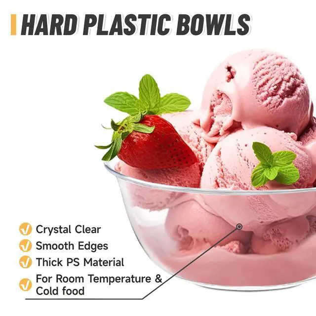 Alt view image 3 of 7 - 12 oz Small Clear Plastic Bowls, 50 Pack Disposable Hard Plastic Party Serving Bowls for Salads, Ice Creams, Fruit, Desserts, Parfaits, Snacks