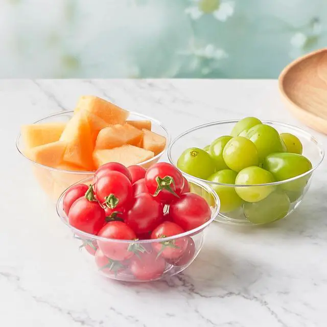Alt view image 5 of 7 - 12 oz Small Clear Plastic Bowls, 50 Pack Disposable Hard Plastic Party Serving Bowls for Salads, Ice Creams, Fruit, Desserts, Parfaits, Snacks