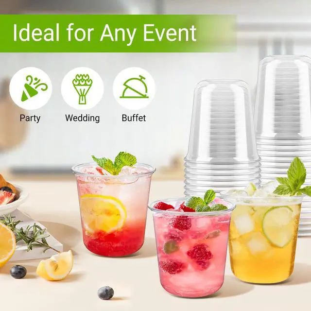 Alt view image 7 of 7 - 12 oz Disposable Stemless Wine Glasses, 50 Pcs Crystal Plastic Cocktail Cups Clear Round Bottom Cold Drinking Party Glasses for Wedding Gathering Birthday Meeting (Clear)