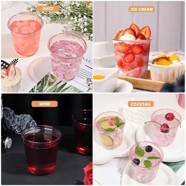 Alt view image 6 of 7 - 50 Pcs Pink Plastic Cups, 12oz Disposable Stemless Wine Glasses for Cocktail Cute Clear Cocktail Wine Glasses Pink Party Cups for Valentine's Galentine's Day Wedding Christmas Party