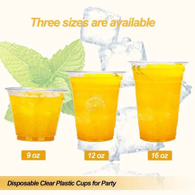 Alt view image 5 of 7 - 100 Count - 16 Ounce Plastic Cups, Ice Coffee Cups To Go - Crystal Clear PET Party Cups