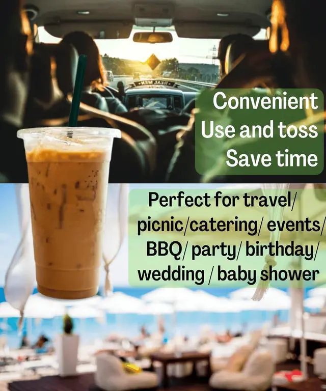 Alt view image 4 of 7 - 20 oz Clear Plastic Cups with Lids and STRAWS, Disposable Drinking Cups for Cold Drinks, Iced Coffee, Milkshakes, Smoothies, 25 Sets