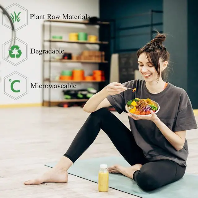 Alt view image 7 of 7 - 100 Pack 12 oz Disposable Paper Bowls, Heavy Duty Compostable, Eco-friendly Bagasse Bowls for Parties, Restaurants, Catering