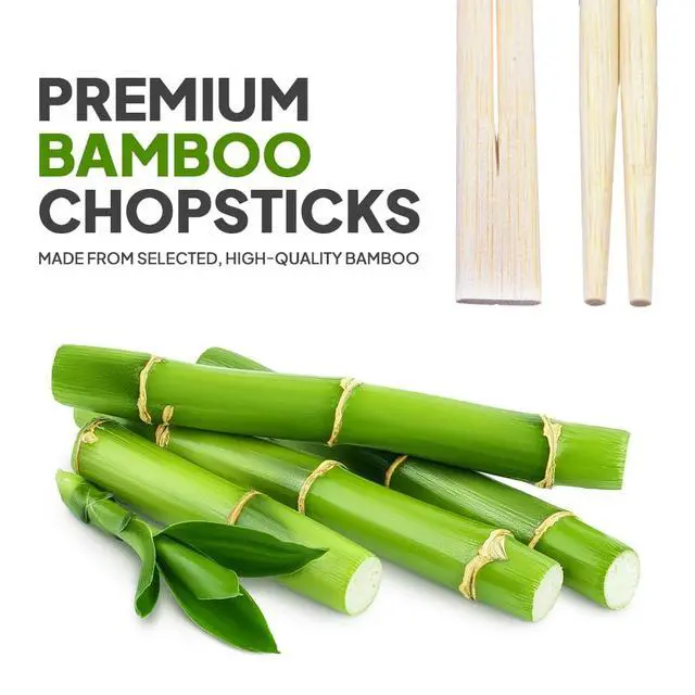Alt view image 4 of 7 - Premium Disposable Bamboo Chopsticks - 100 Pairs Individually Wrapped | Splinter-Free & Compostable | Perfect for Sushi, Ramen, Takeout & Restaurant Use