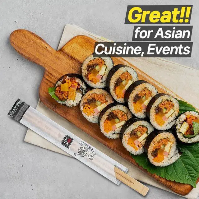 Alt view image 6 of 7 - Premium Disposable Bamboo Chopsticks - 100 Pairs Individually Wrapped | Splinter-Free & Compostable | Perfect for Sushi, Ramen, Takeout & Restaurant Use