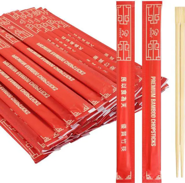 Main image of Chopsticks Disposable, Approx. 100 Sets, UV Treated Premium Disposable Chopsticks Individually Wrapped, Wooden Chopsticks Best for Japanese Sushi & Asian Dishes