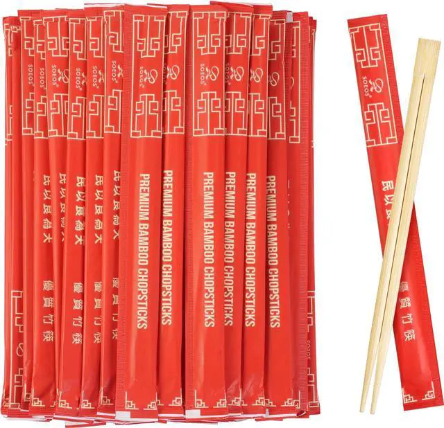 Alt view image 2 of 7 - Chopsticks Disposable, Approx. 100 Sets, UV Treated Premium Disposable Chopsticks Individually Wrapped, Wooden Chopsticks Best for Japanese Sushi & Asian Dishes