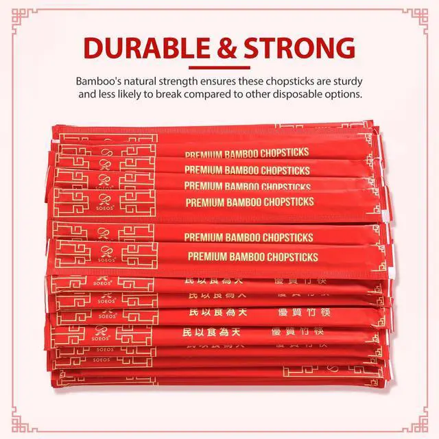 Alt view image 5 of 7 - Chopsticks Disposable, Approx. 100 Sets, UV Treated Premium Disposable Chopsticks Individually Wrapped, Wooden Chopsticks Best for Japanese Sushi & Asian Dishes