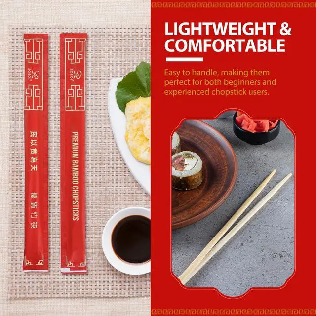Alt view image 6 of 7 - Chopsticks Disposable, Approx. 100 Sets, UV Treated Premium Disposable Chopsticks Individually Wrapped, Wooden Chopsticks Best for Japanese Sushi & Asian Dishes