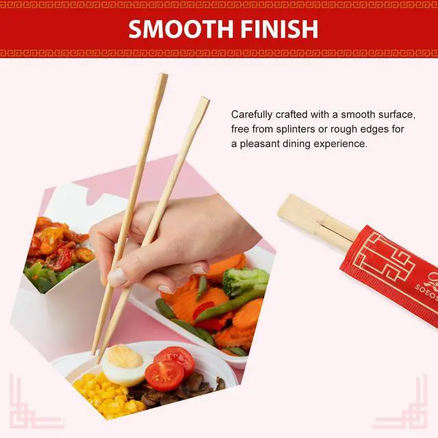 Alt view image 7 of 7 - Chopsticks Disposable, Approx. 100 Sets, UV Treated Premium Disposable Chopsticks Individually Wrapped, Wooden Chopsticks Best for Japanese Sushi & Asian Dishes