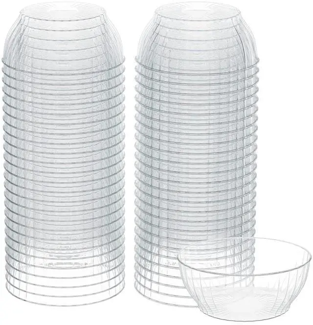 Main image of 6 Oz Clear Plastic Small Bowls - 50 Pack Disposable Heavy Duty Dessert Bowls With Ice Cream and Salsa (6 OZ, 50 Count)