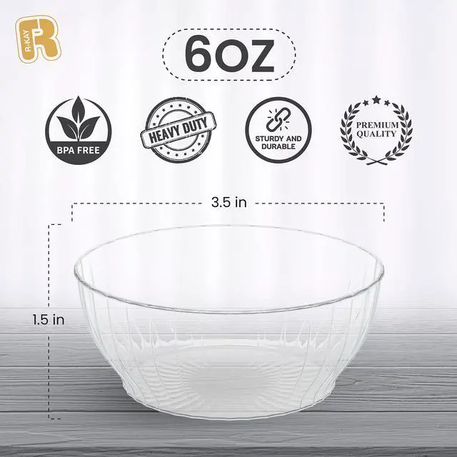 Alt view image 6 of 6 - 6 Oz Clear Plastic Small Bowls - 50 Pack Disposable Heavy Duty Dessert Bowls With Ice Cream and Salsa (6 OZ, 50 Count)