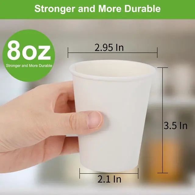 Alt view image 2 of 7 - Coffee Cups, 120 Pack 8 Oz Paper Cups, Disposable Paper Coffee Cups 8 Oz, Hot White Water Cups, Disposable Cups for Juice Water Tea, Using for Party Home Office Travel