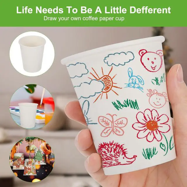 Alt view image 5 of 7 - Coffee Cups, 120 Pack 8 Oz Paper Cups, Disposable Paper Coffee Cups 8 Oz, Hot White Water Cups, Disposable Cups for Juice Water Tea, Using for Party Home Office Travel