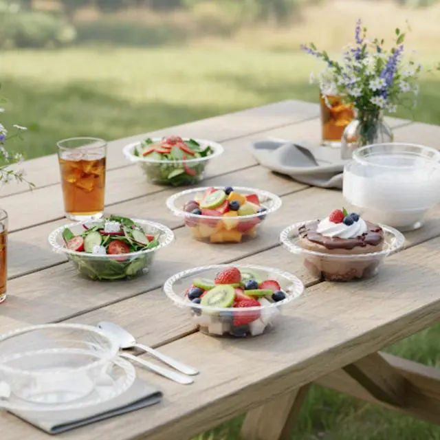 Alt view image 3 of 6 - 100 Count 12 Oz Clear Plastic Bowls - Microwavable Clear Bowls - Strong Heavy Duty And Sturdy Clear Disposable Plastic Bowls.
