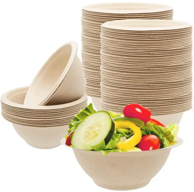 Main image of 100 Pack 8oz Compostable Paper Bowls,Heavy-Duty Disposable Natural Bagasse Bowls,Biodegradable Soup Bowls,Eco-Friendly,Heat Resistant,for Ice Cream,Salad,Soup,Snack,Dessert,Pasta,Hot or Cold Use