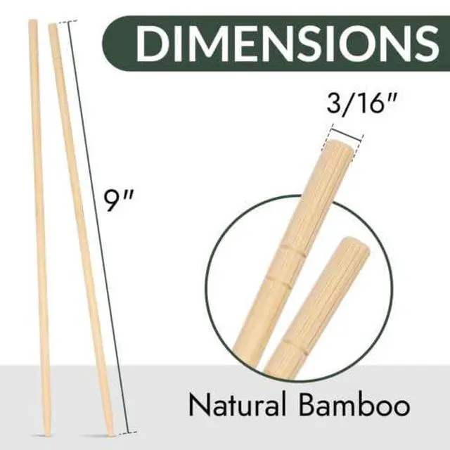 Alt view image 2 of 5 - Bamboo 9 Inch Long, Sleeved and Separated, 100 Pairs, Red Disposable